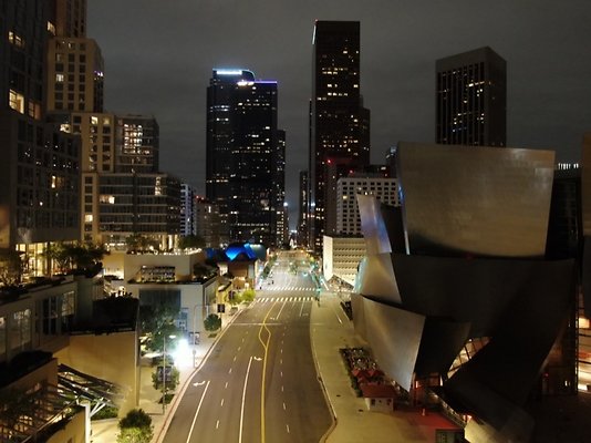 NIGHT DRONE STILLS DOWNTOWN LA